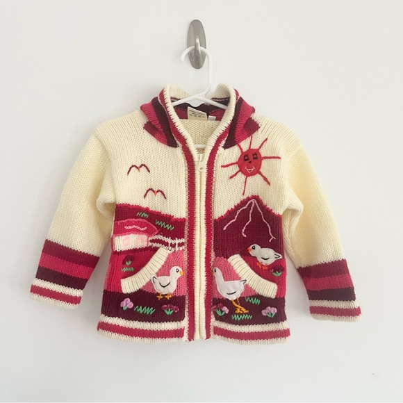 Gorgeous Handmade Fina Estampa Peru Collezione Baby Toddler ZipUp Sweater Knit 2 - Picture 1 of 10